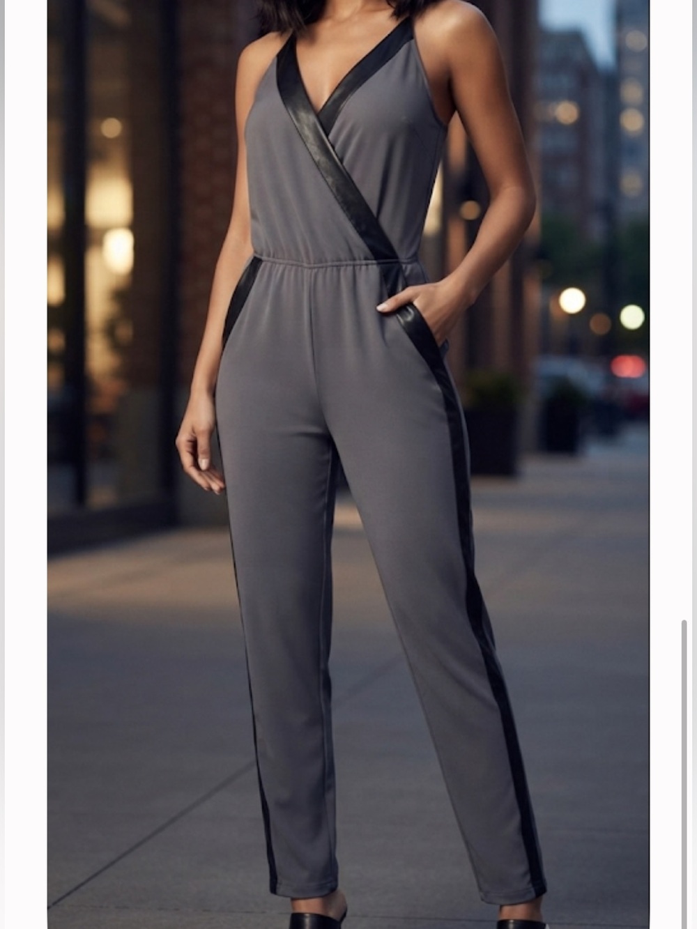 NICKI MINAJ Jumpsuit Sleeveless Vegan Leather Trim Medium